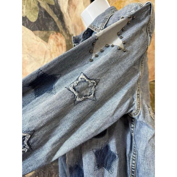 New Free People x One Teaspoon JOHNNY BLUE STAR CLASSIC EVERYDAY SHIRT Size S - Picture 12 of 14